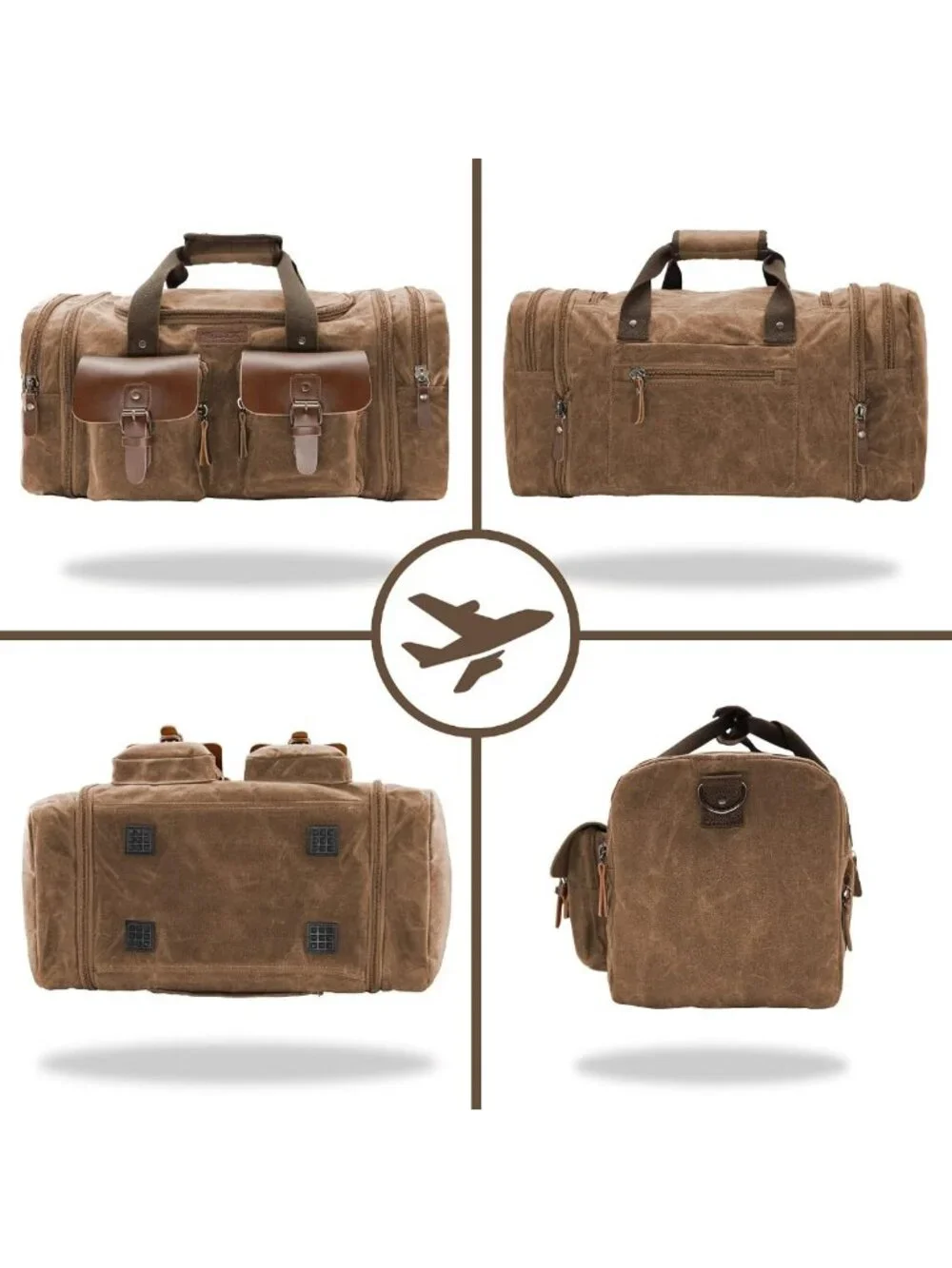 Spacious 50L Waxed Canvas Duffle Bag - Stylish Weekender Overnight Travel Tote